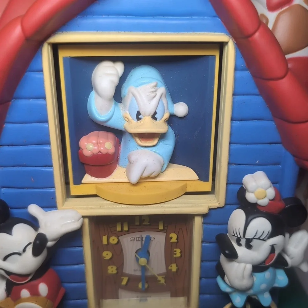 Vintage Seiko Disney Mickey Minnie & Donald Talking Tabletop Alarm Clock WORKS